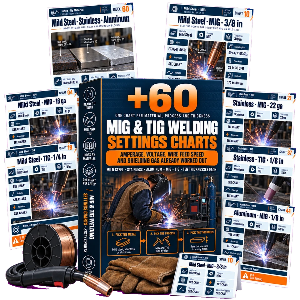 Basic Plan, 60 MIG and TIG Welding Settings Charts
