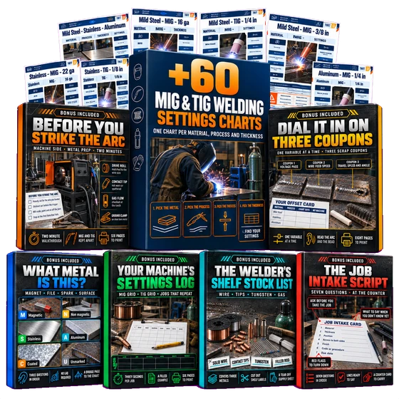 +60 MIG and TIG Welding Settings Charts, complete material